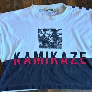 Vintage 80s Kamikaze Racing Tee Color block Graphic T Shirt made in Korea
